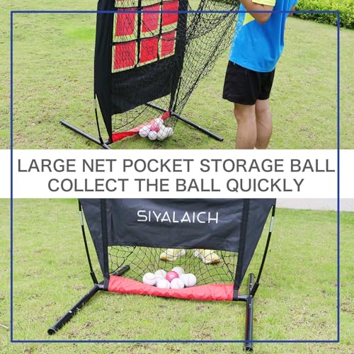 Ultimate Portable Pitching Target Net for Baseball, Softball & Football | Pro-Tested Practice System with Numbered Strike Zone | Includes Carry Bag & Enables Quick Assembly - color: Black/Red