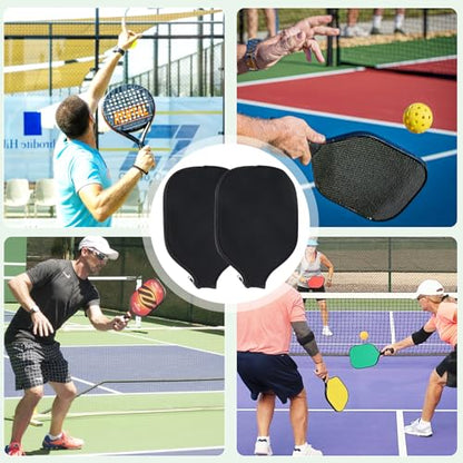 WAQYGZO 2 PCS Pickleball Paddle Covers Black Neoprene Paddle Cover Universal 8.26 x 11.8Inch Zippered Universal Racket Sleeve Paddle Storage Bag Fits USAPA Standard Pickleball Racquets