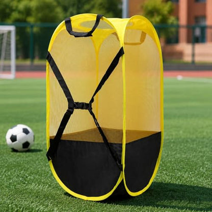 Heavy Duty Soccer Ball Net Bag Basketball Mesh Ball Bag for Outdoor Baseball Swimming Gears Basketball - color: Yellow