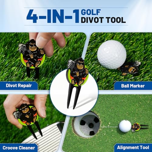 Big Crazy Divot Repair Tool, Divot Repair Tool, Sasquafch and Yeti Golf Green Golf Divot Tool, 4-in-1 Divot Tool, Golf Ball Marker, Golf Groove Cleaner and Alignment Tool - color: Sasquafch