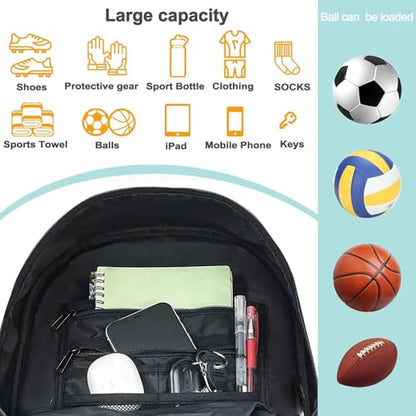 DAFISKY Soccer Backpack, Soccer Bags with Ball Holder & Shoes Compartment, Water Resistant Backpack for Basketball Volleyball Football - color: Red
