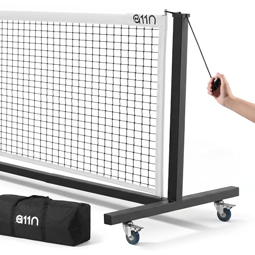 A11N SPORTS Portable Pickleball Net - 22FT Regulation Size Heavy Duty Tournament System with Tool-Free Quick Setup, Lockable Wheels for Clubs, Communities & Private Courts