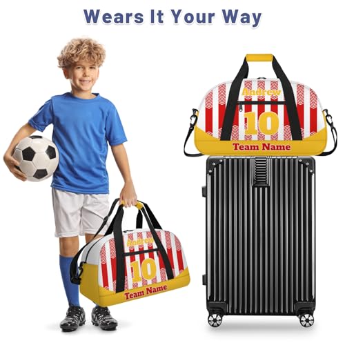Basketball Soccer Gifts for Boys Girls - Custom Sports Duffle Bag, Personalized Name & Team Bag, Water-Resistant Gym Bag for Basketball, Soccer, Volleyball | Y-Red Yellow - color: Y-Red Yellow
