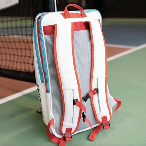 Friday Pickleball Equipment Backpack, Two Padded Paddle Compartments, Six Zippered Pockets, Durable Nylon Material, Separate Shoe Compartment, Ergonomic Handles and Shoulder Straps