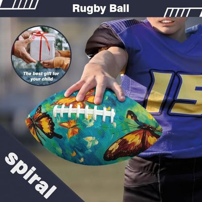 SYtrade Recreational Football Game Footballs PU Composite Leather Footballs for Training Indoor Outdoor - color: Butterfly Yellow Green