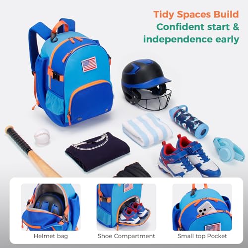 Choco Mocha TBall Bag for Toddler, Kids Baseball & Softball Backpack with Bat Holder - color: Blue Orange