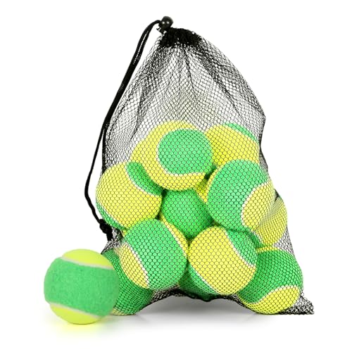 12/18/24/30/40 Pack Tennis Balls for Kids 25%-50% Low Compression Stage Tennis Ball for Beginners Youth Kids Training Practicing with Mesh Bag Easy to Transport - color: Y&G-12Pack