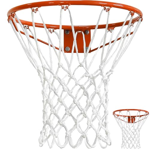 Basketball Net Heavy Duty Outdoor - 7.16oz/200g Hand-Woven Replacement Net, 12 Loops No-Tangle All-Weather Replacement Net for Standard Rims, Pool Hoop, Backyard Court & Indoor Goals - Rims Excluded - style: White