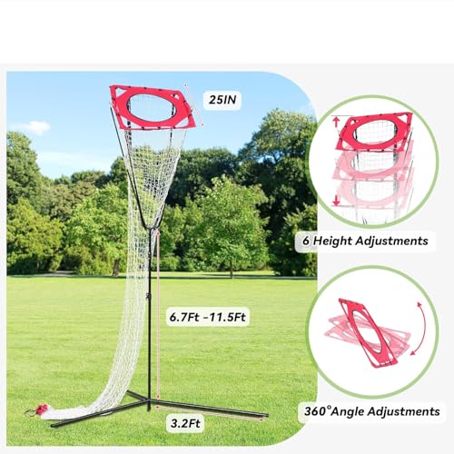 Volleyball Setter Trainer Net,Portable Training Net Equipment with Adjustable Height and Angle for Indoor&Outdoor Practice,Sturdy Footed Base for Serving,Spiking and Setting Training for Backyard,Gym