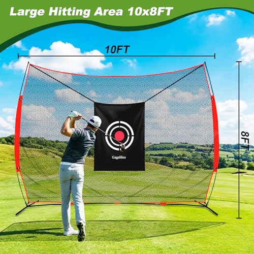 Gagalileo Golf Hitting Net with Target：Professional Heavy Duty Practice Net for Driver Swing Training Backyard Garage