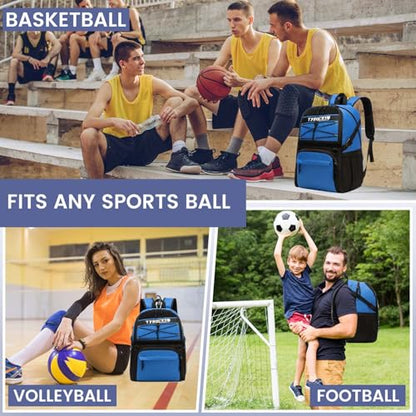 Basketball Bag Backpack with Ball Holder and Shoes Compartment,Best for Basketball, Soccer, Volleyball, Gym. (BLUE) - color: Blue