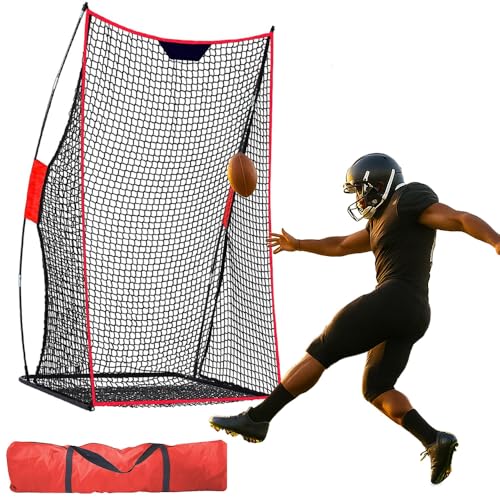 Football Kicking Cage & Practice Net - Portable Target System for Quarterback Passing Drills, Backyard Training Aid with Carry Bag - size: 4X7FT