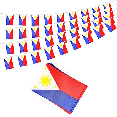 50ft Philippine Banner Flag String, Mini Philippine Flag, Party Decorations, Outdoor Use, 38 Flags - color: Philippine