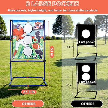 Football Toss Game Set with 4 Inflatable Balls – Football Throwing Target Toy for Kids Ages 8-12, Indoor & Outdoor Sports Activity for Boys and Girls Ages 3+