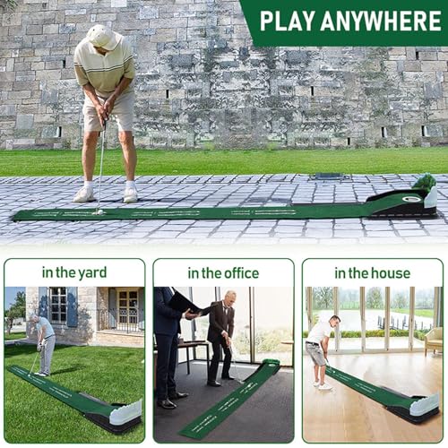 golfPutting Mat - Indoor Outdoor Training Aid, Automatic Ball Return Track | Multifunctional Tiny golfPractice Mat for Enthusiasts Lovers Mini Games Home Offices Skill Improvement Fun Challenge