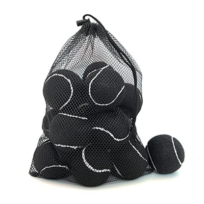 Tennis Balls, 15 Pack Practice Tennis Ball for Beginners, Training Playing Tennis Balls for Dogs, Come with Mesh Carry Bag - color: Black