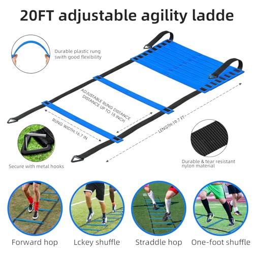 Soccer Goal, Soccer Goals for Backyard, 6x4ft Portable Pop Up Soccer Net Set, Soccer Training Equipment with Soccer Ball, Ladder and Cones - color: Blue