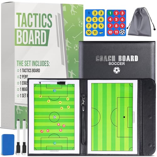 ZPU Dry Erase Coaching Board, Magnetic Coaches Clipboards, Portable Foldable Tactics Board with Dry Erase Marker Pen and Magnets – Basketball, Football, Soccer, Hockey