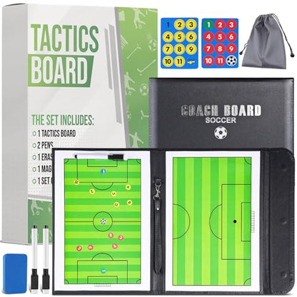 ZPU Dry Erase Coaching Board, Magnetic Coaches Clipboards, Portable Foldable Tactics Board with Dry Erase Marker Pen and Magnets – Basketball, Football, Soccer, Hockey