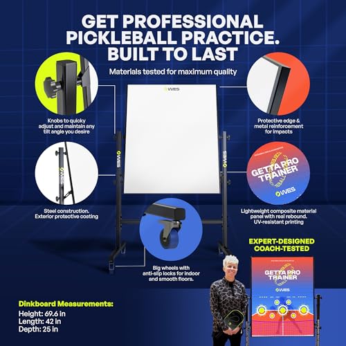 WES Getta Pro Trainer, Double-Sided Pickleball Rebounder with Stand and Adjustable Angle | Dink Pickleball Practice Board | Pickleball Training Aids