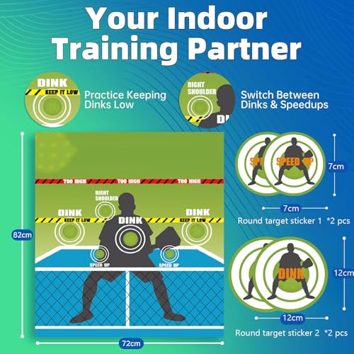 Pickle Practice Pad, Training Aid Equipment for Control Volleys Accuracy, Easy Setup for Home Gym Club