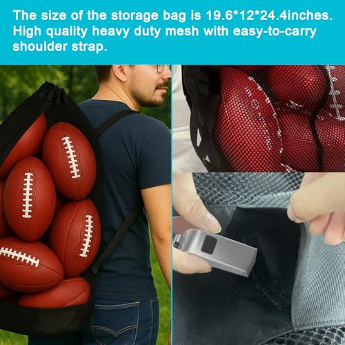 Large Drawstring Sports Backpack, Coach Ball Bag for Team Practice– Heavy Duty Ball Bag Holds Footballs, Soccer Balls, Gear & Uniforms – Multipurpose Mesh Equipment Sack for Coaches & Athletes