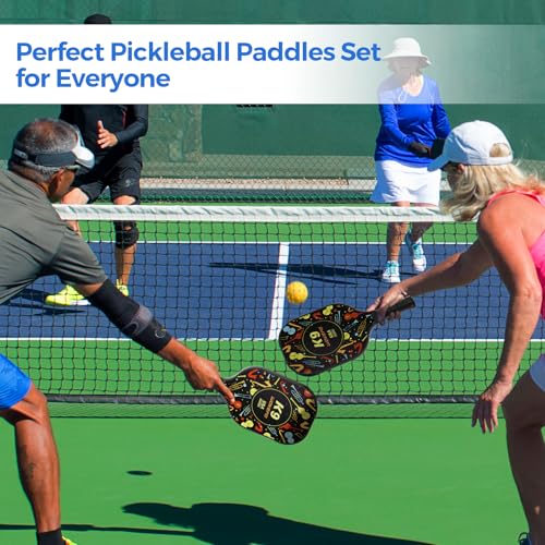 Pickleball Paddles, USAPA Approved Fiberglass Surface Pickleball Set with 2 Paddles and 4 Balls, Pickleball Paddles Set for Men Women with Carring Bag