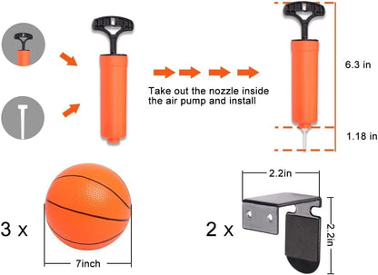 Large Indoor Mini Basketball Hoop Set for Kids and Adult 24 X 16 Inch Board Family Games for Home and Office Door & Wall with 3 Balls and Complete Accessories, Basketball Toy Gift for Boys Girls Teens