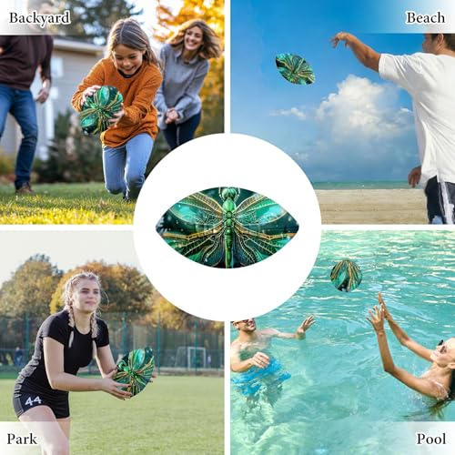 American Football, Official Size 11.9 x 7.3 Inch, Premium Composite Leather High-Grip Ball with Pro-Style Lacing, Unique Prints for Training, Games & Gifts - color: Green Art Butterfly