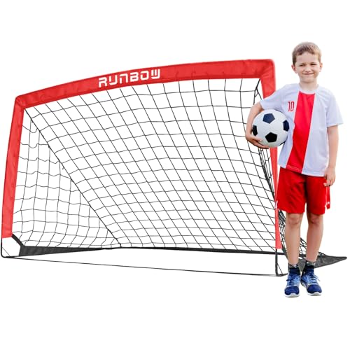 Soccer Goal for Backyard, 5x3 FT Portable Folding Soccer Net with Carry Bag for Kids and Adults Indoor/Outdoor Training Practice Use - color: Red, size: 5x3 FT, 1 Pack