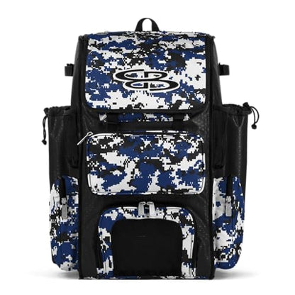Boombah Superpack Bat Pack - Backpack Version (no wheels) - Holds 4 Bats - Camo Series - Multiple Color Options - color: Black/Royal
