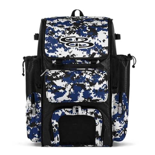 Boombah Superpack Bat Pack - Backpack Version (no wheels) - Holds 4 Bats - Camo Series - Multiple Color Options - color: Black/Royal