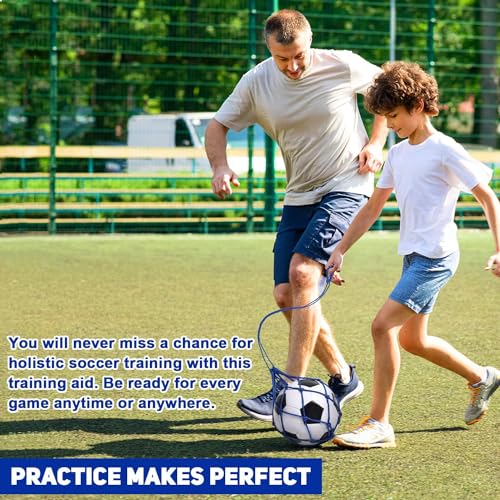 TOBWOLF Football Kick Trainer, Soccer Return Trainer Net Fits Ball Size 3, 4, 5, Hands-Free Soccer Kick Throw Training Aid