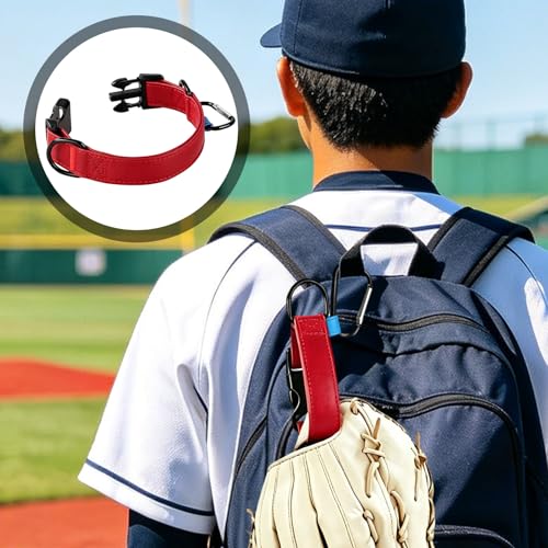 Baseball Glove & Gear Hanger Clip, Adjustable Baseball Glove Loop Holder Bag Attachment Accessories Parts Strap D-Ring Hooks for Fence Players & Drying Sports Equipment - color: Red