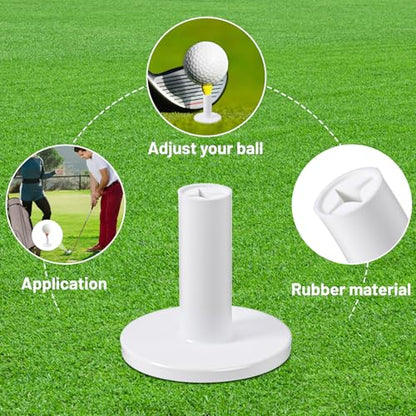 Xinjoduz 8PCS Rubber Simulator Golf Mat Tees 1.5 Inch High Driving Range Golfs Simulator Tee Holder, Unbreakable Indoor & Outdoor Golf Hitting Off Mats Practice Accessories(White)