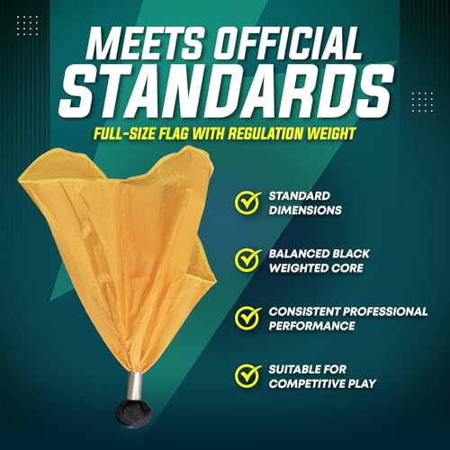 TEYS Professional Weighted Referee Flags - Yellow Lacrosse Flags & Football Penalty Flags with Black Tip | Heavy-Duty Professional - Long Lasting Officiating Gear - TEYS Ref Flag