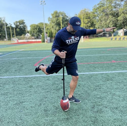 FOOTBALL STICK™ Youth Edition – Kicking & Punting Training Tool for All Ages - Improve Accuracy, Timing & Strenght - Real Leather Game Ball - Used by Professional, College, and High School Specialists