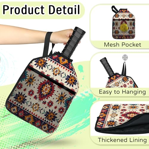 Pickleball Paddle Cover with Pockets and Handle Strap, Racket Sleeve and Ball Holder Organizer, 1 Pcs - color: silver