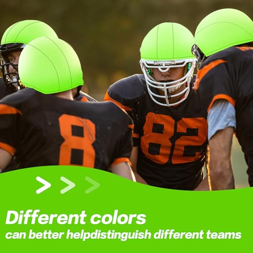 Football Helmet Covers Scrimmage Caps-Perfect for Football, Hockey, and Lacrosse Practice Sessions.The Fabric is Elastic& Bright Colors for Team Identification - color: Green-12pcs