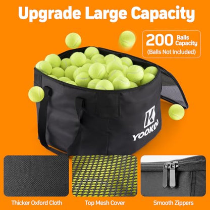 YooKoo Sturdy Tennis Ball Hopper Holds 200 Balls, Lightweight Tennis Ball Basket, Easy to Use Without Installation for Tennis Training and Teaching