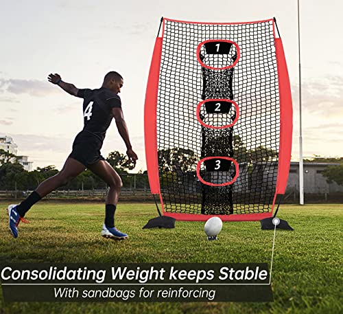 Gagalileo Football Throwing Net: Practice Accuracy Youth Trainer Quarterback Outdoor Backyard Players with Durable Fiberglass Poles Polyester Mesh