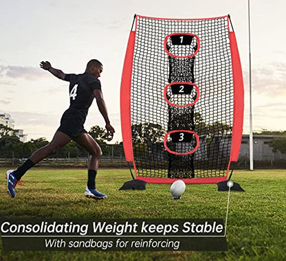 Gagalileo Football Throwing Net: Practice Accuracy Youth Trainer Quarterback Outdoor Backyard Players with Durable Fiberglass Poles Polyester Mesh