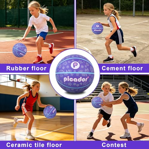 Kids Toddler Youth Size 3/5 Basketball 22/27.5" for Girls Boys Age 3-10 – Mini Small Basketballs Gift for Children Indoor Outdoor Play Training Sports(Deflated,Without Pump)