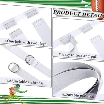 Sintege 14/28 Player Flag Football Belt Set, Adjustable Football Flag and Belts Gifts for Youth Adults Sports Training Event - color: White