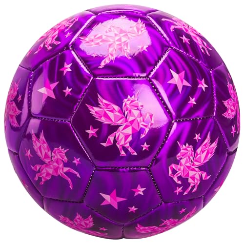 Size 4 Soccer Ball for Kids with Pump, Pink Soccer Ball for Girls, Indoor Outdoor Sports Toy for Birthdays, Holidays and Practice