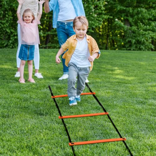 GHB Pro Agility Ladder 2 Pack Agility Training Ladder Speed 12 Rung 20ft with Carrying Bag (Orange and Blue)