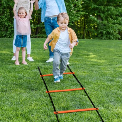 GHB Pro Agility Ladder 2 Pack Agility Training Ladder Speed 12 Rung 20ft with Carrying Bag (Orange and Blue)