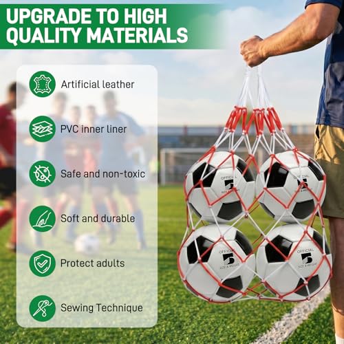 4 Pack Soccer Balls Size 5/4/3 Bulk with Pump, Carry Net, Needles - Pelota De Futbol Official Size Training Practice & Match Ball - Ideal Soccer & Birthday Gift - color: Black-White, size: Size 4