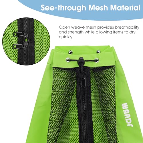 WANDF Swim Bag Mesh Drawstring Backpack Beach Backpack for Swimming, Gym, and Workout Gear - color: Fluorescence Green