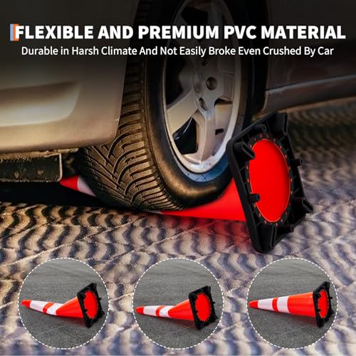 Traffic Cones 28", ExploreHorizon 10 PCS Safety Cones, PVC Orange Safety Road Parking Cones with 2 Reflective Collars,Hazard Construction Cones for Home Traffic Parking - size: 10 PCS Traffic Cones 28"